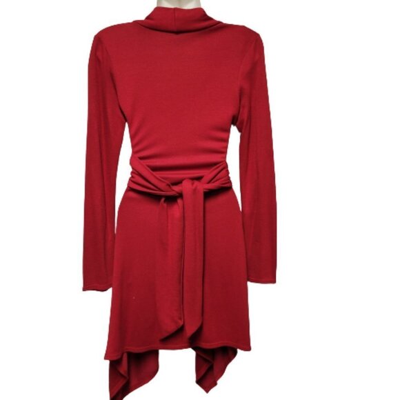 RED Cardigan Jacket Open Front Sweater Coat Cover Up- S/M - Picture 4 of 7